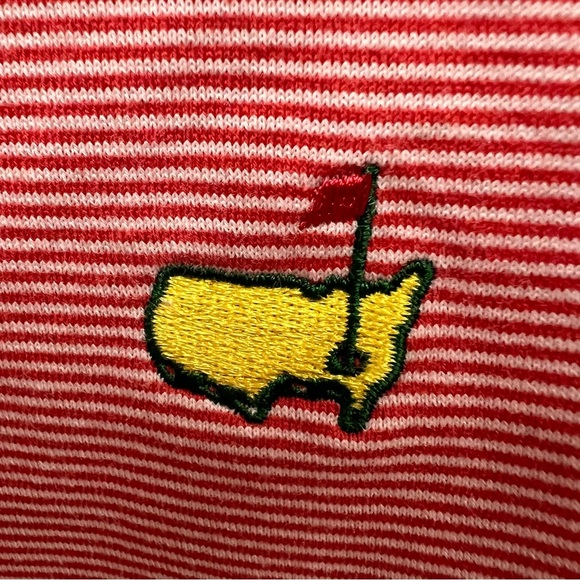 Magnolia Lane Red & White Stripe PGA Masters Polo 100% Cotton Size Large - Picture 5 of 10